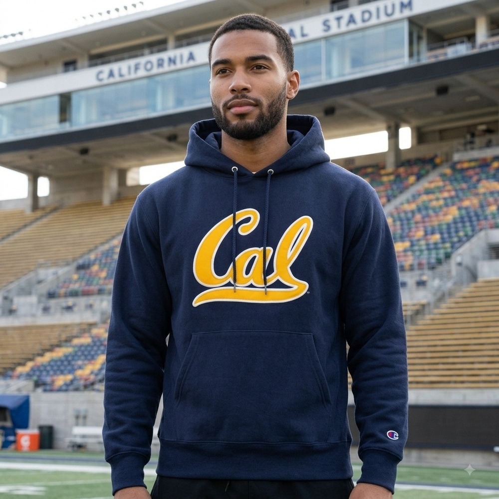 Champion Eco Fleece Hoodie Men Small Navy Cal Berkeley Golden Bears Pullover